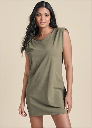 Easy Shift Dress - Olive - thumbnail-1