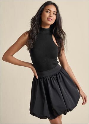 Taffeta Bubble Skirt  - Black - thumbnail-8