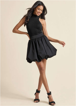 Taffeta Bubble Skirt  - Black - thumbnail-1