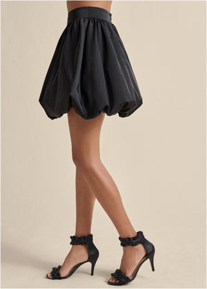 Taffeta Bubble Skirt  - Black - thumbnail-4