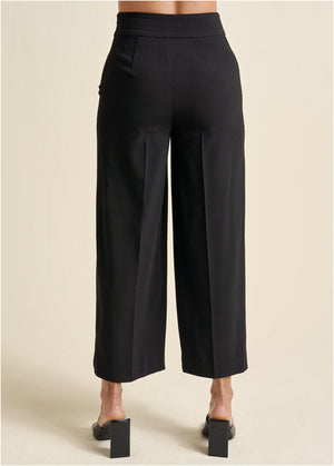 Crop Wide Leg Pants - Black - thumbnail-3