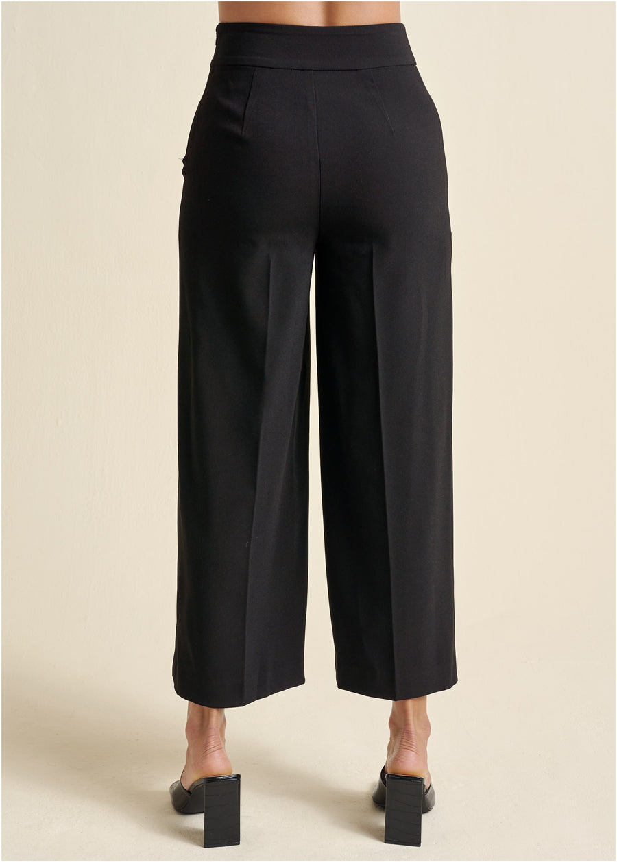 Crop Wide Leg Pants - Black