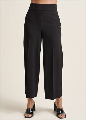 Crop Wide Leg Pants - Black - thumbnail-2