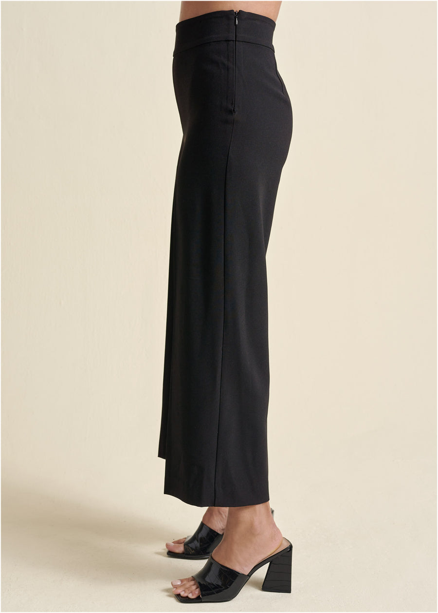 Crop Wide Leg Pants - Black