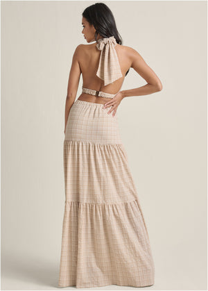 Cut Out Maxi Dress - Off White - thumbnail-2