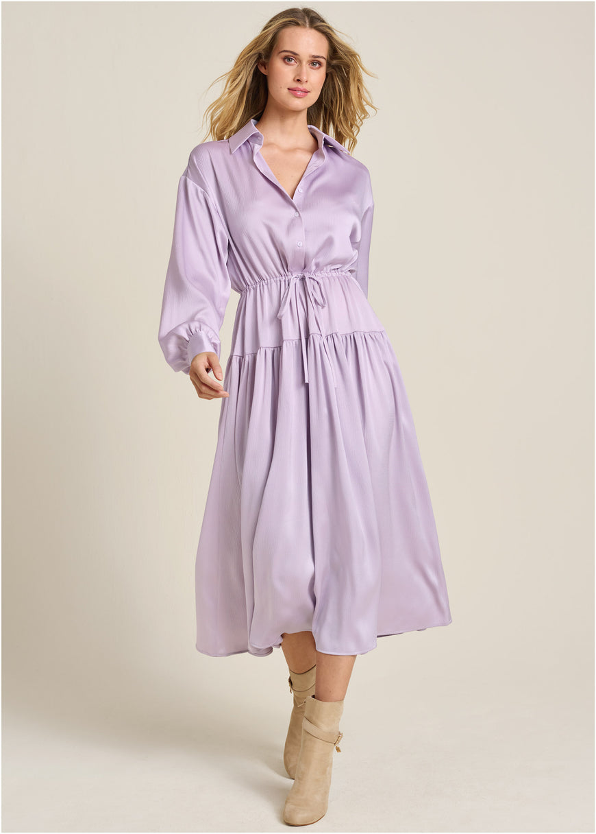 Robe chemise à manches longues - Violet clair