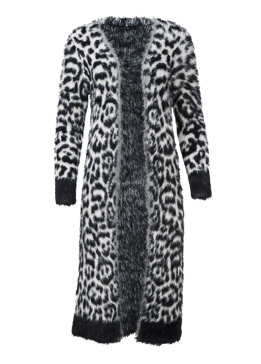 Leopard Print Cardigan - Snow Leopard