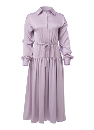 Robe chemise à manches longues - Violet clair - thumbnail-5