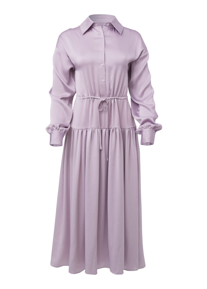 Long Sleeve Shirt Dress - Light Purple