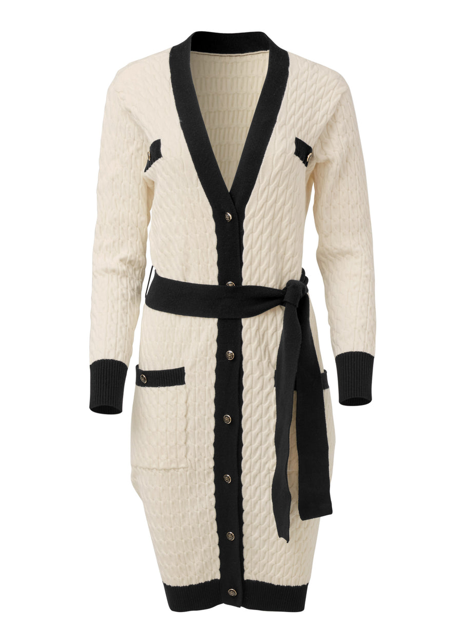 Contrast Trim Cardigan - Off White