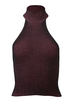 Ribbed Twist Halter Top - Wine - thumbnail-6