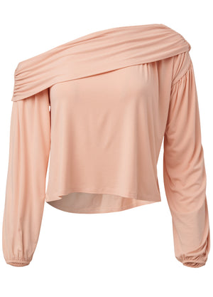 Off-Shoulder Knit Top - Peach Blush - thumbnail-6