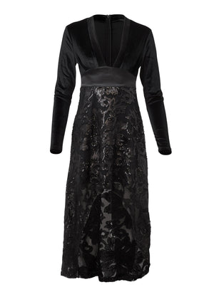 Sequin Lace High-Low Dress - Black - thumbnail-5