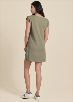 Easy Shift Dress - Olive - thumbnail-3