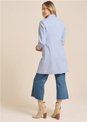 Button Front Coat - Light Blue - thumbnail-2