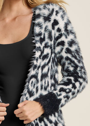 Leopard Print Cardigan - Snow Leopard - thumbnail-3