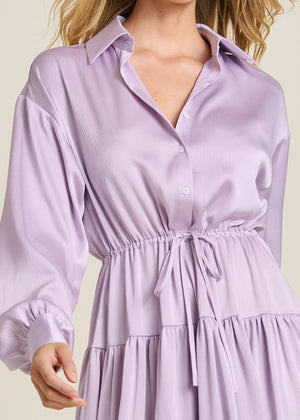 Robe chemise à manches longues - Violet clair - thumbnail-3