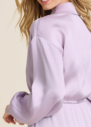 Long Sleeve Shirt Dress - Light Purple - thumbnail-4