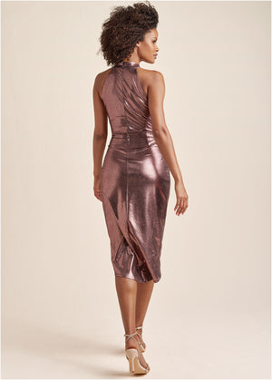 Shimmer Midi Dress - Rose Gold - thumbnail-6