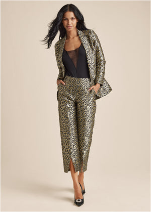 Leopard Jacquard Blazer - Black & Gold - thumbnail-6