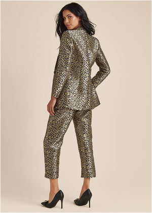 Leopard Jacquard Blazer - Black & Gold - thumbnail-8