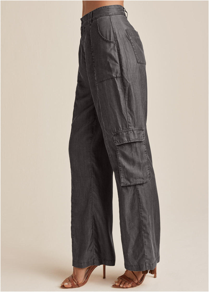 Chambray Cargo Pants  - Gray Heather