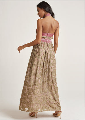 Jacquard Halter Gown - Blush - thumbnail-2