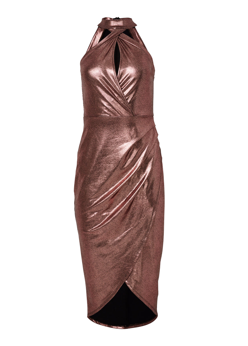 Shimmer Midi Dress - Rose Gold