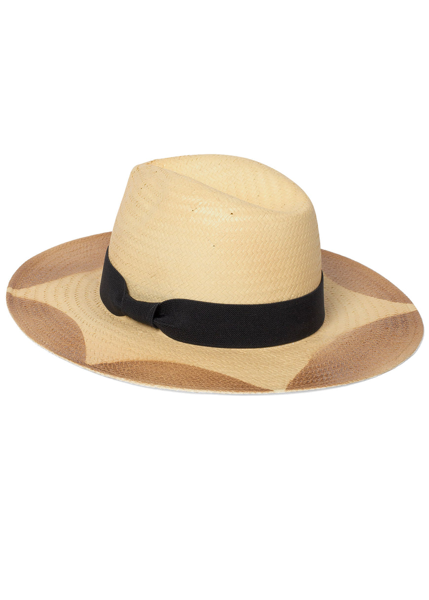 Wide Brim Straw Hat - Natural Multi