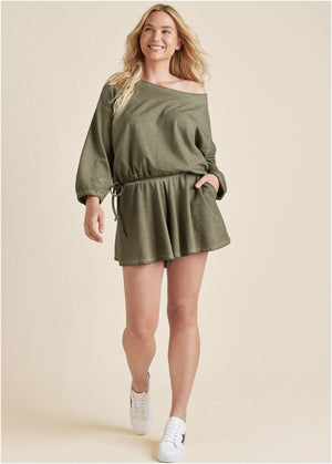 Off-Shoulder Short Set - Olive - thumbnail-11