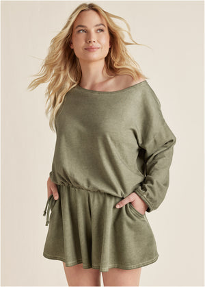 Off-Shoulder Short Set - Olive - thumbnail-7