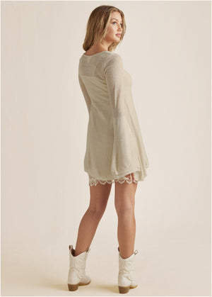 Boho sweater dress - Oatmeal - thumbnail-2