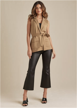 Sleeveless Blazer Short Set - Camel - thumbnail-7