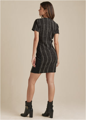 Tweed Mini Dress - Black Multi - thumbnail-3