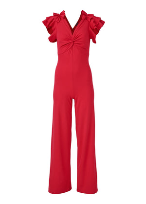 Ruffle Sleeve Jumpsuit - Red - thumbnail-5