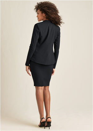 Pencil Skirt Suit Set - Black - thumbnail-2