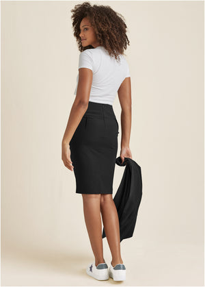 Pencil Skirt Suit Set - Black - thumbnail-5