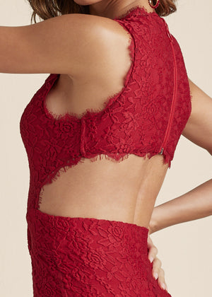 Open back lace jumpsuit - Red - thumbnail-5