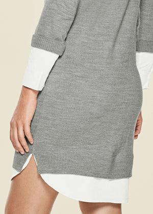 Layered Sweater Dress - Heather Grey Multi - thumbnail-7