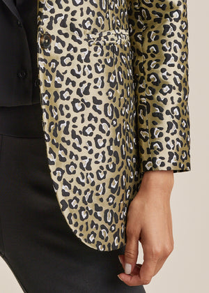 Leopard Jacquard Blazer - Black & Gold - thumbnail-3