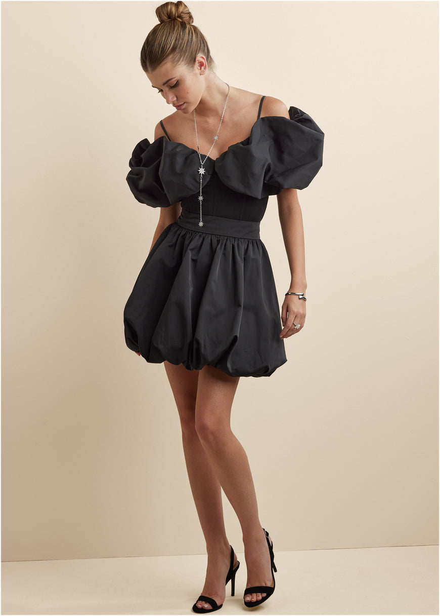 Taffeta Bubble Skirt  - Black