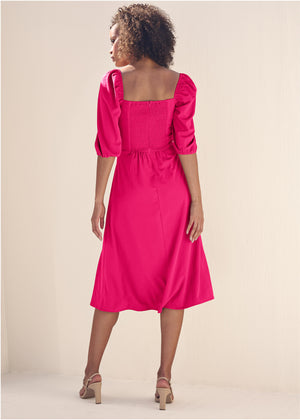 Square Neck Midi Dress - Azalea - thumbnail-2