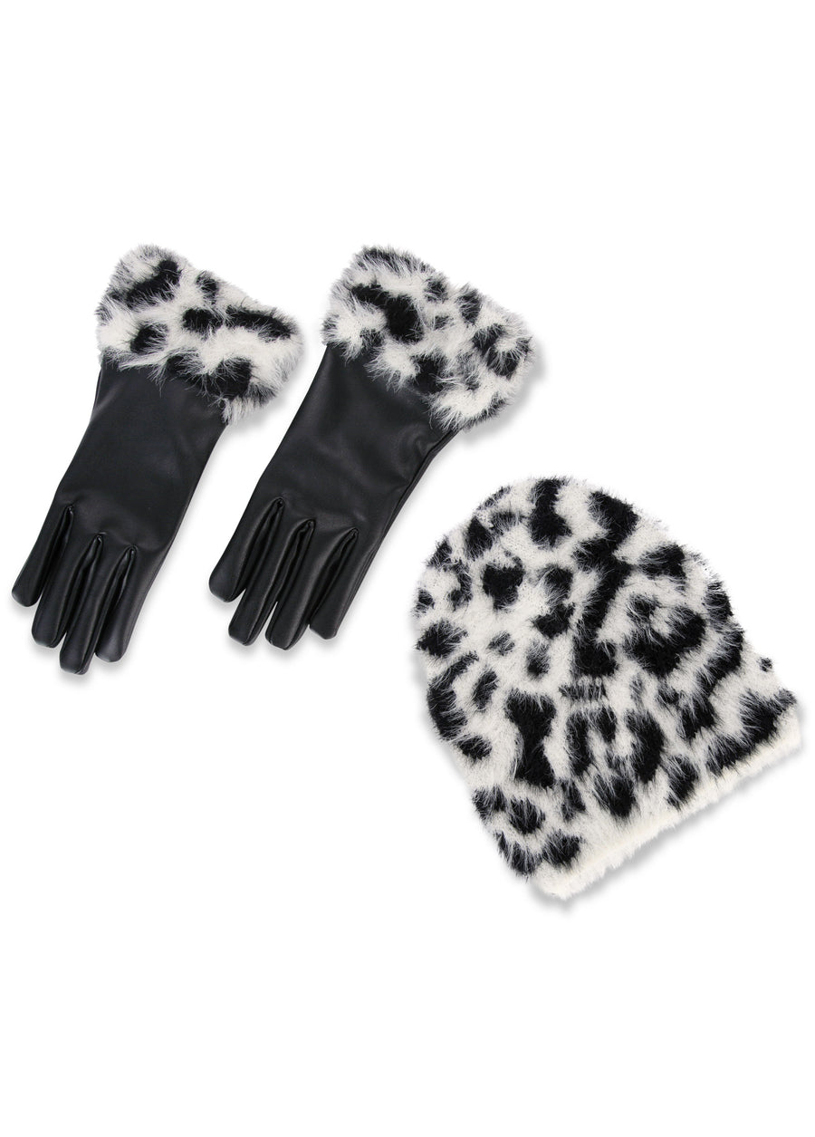 Cozy Hat And Glove Set - Black Multi