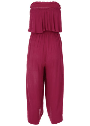 Strapless Ruffle Jumpsuit - Mauve - thumbnail-4