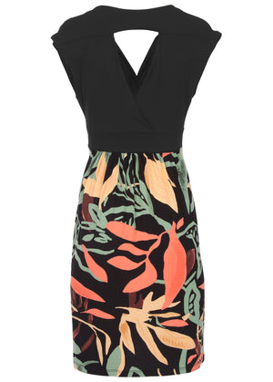 Abstract Print Dress  - Black Multi - thumbnail-4