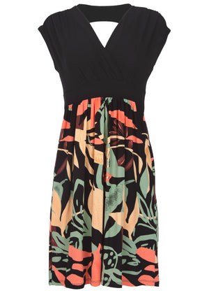 Abstract Print Dress  - Black Multi - thumbnail-3