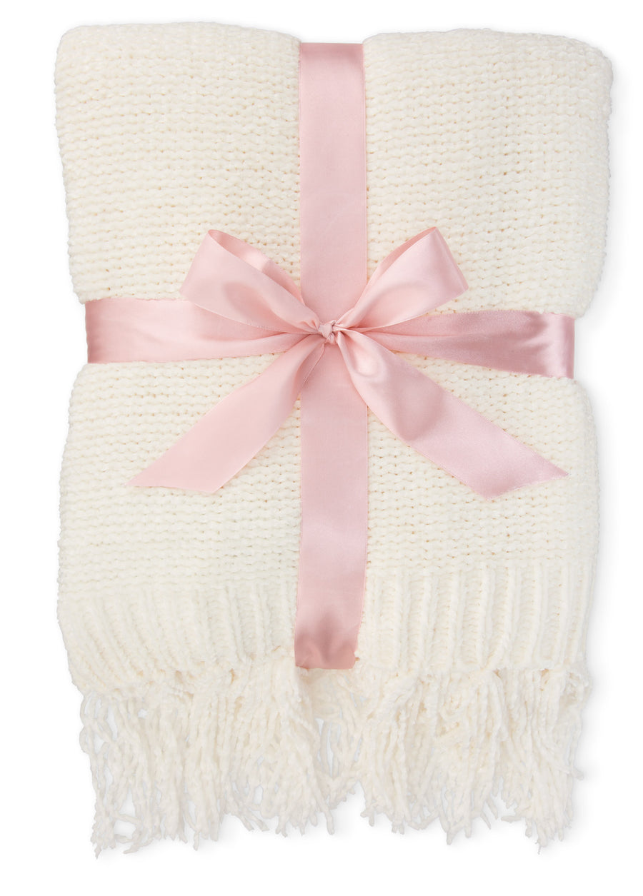 Cozy Fringe Blanket - Cream