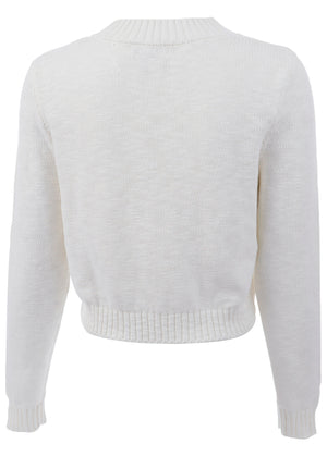 Slub Crew Neck Sweater - White Multi - thumbnail-5