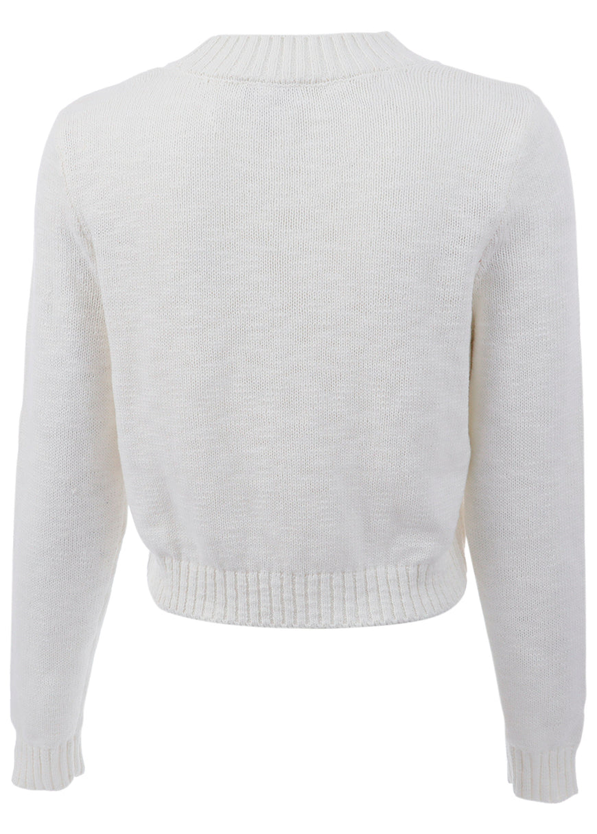 Pull col rond flammé - Blanc Multi