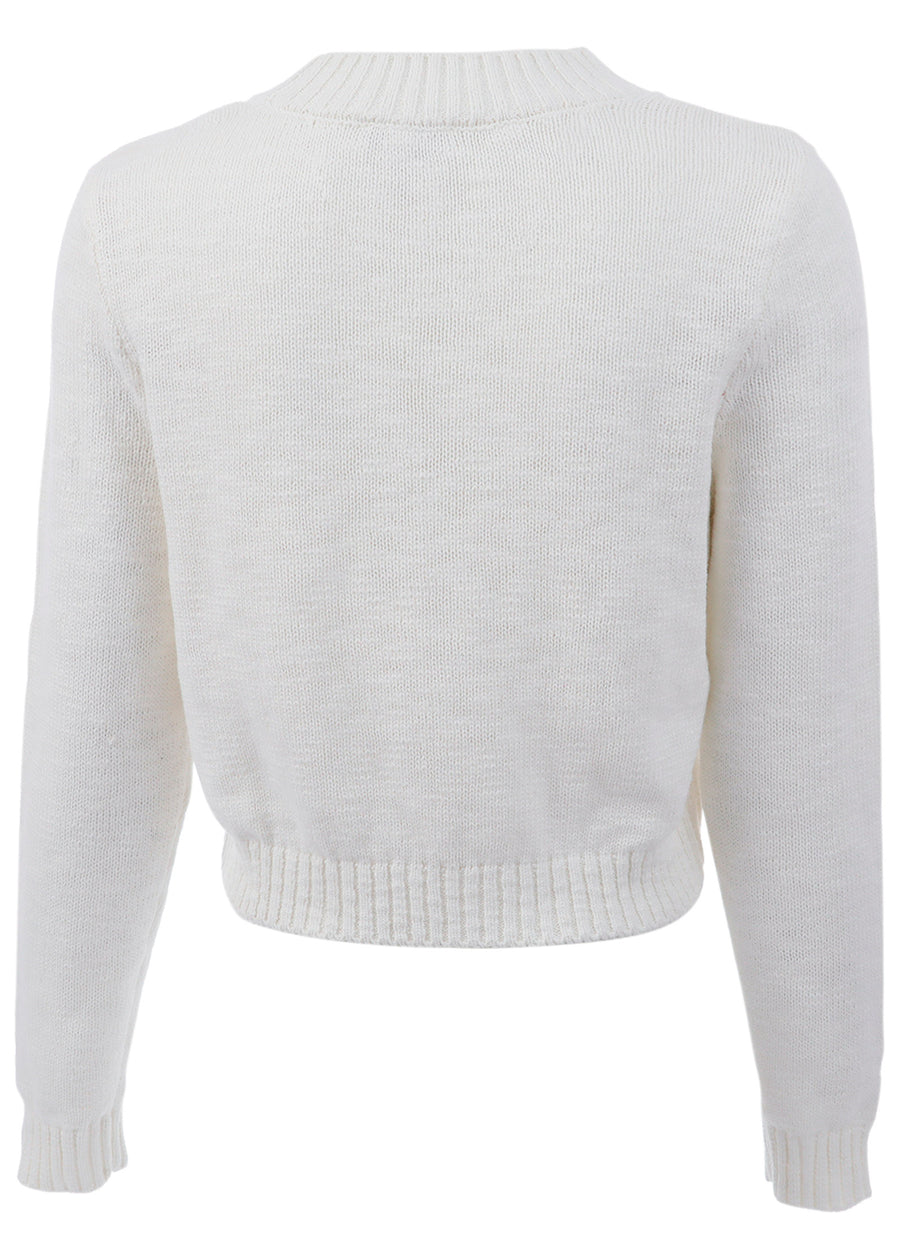 Slub crew neck sweater - White Multi